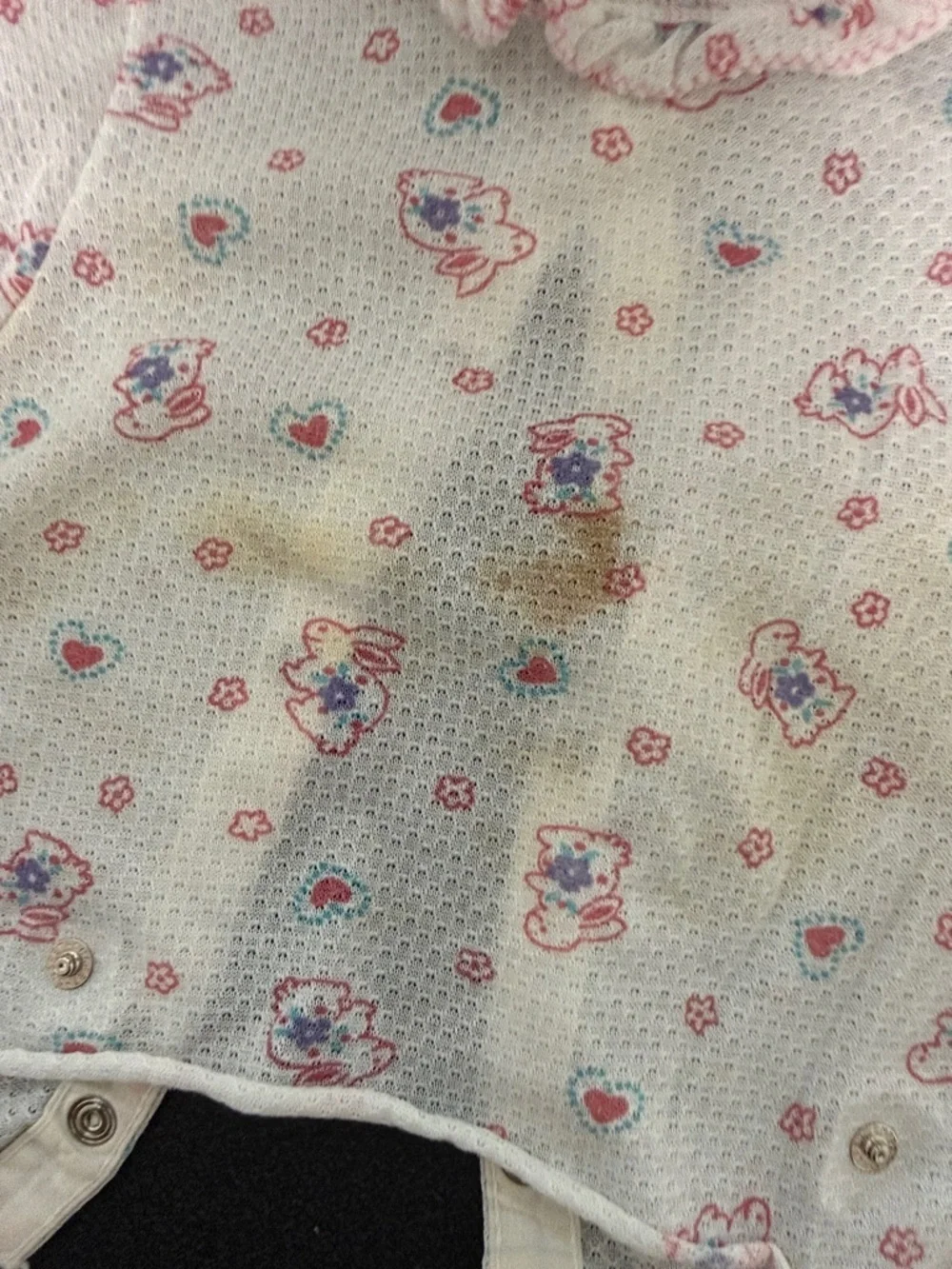 Carter's White Baby Pajama Top with Pink and Blue Prints 80’s